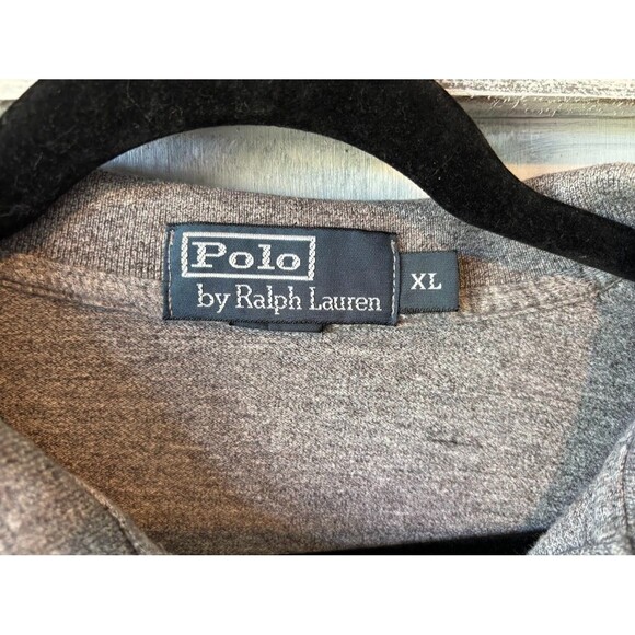 Polo Ralph Lauren VINTAGE 90s Men's Polo Shirt Long Sleeve Sz XL Gray - Picture 2 of 14